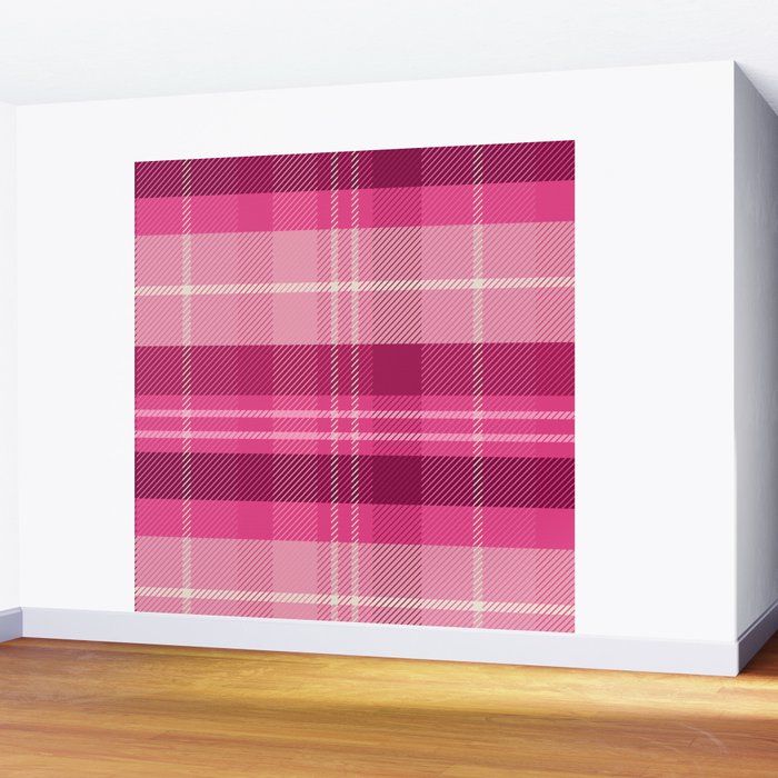 Tartan Plaid - Peppermint Pink Wall Mural Gallery Image 2