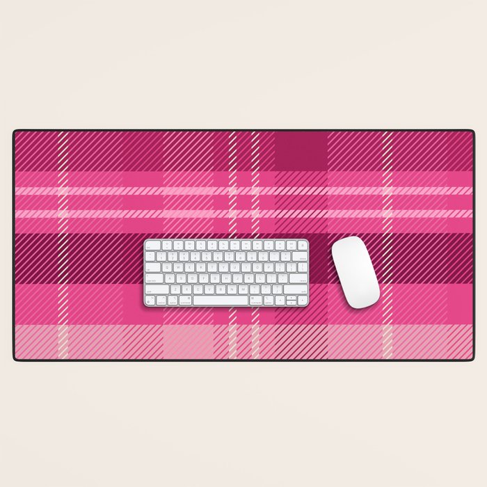 Tartan Plaid - Peppermint Pink Desk Mat Gallery Image 1