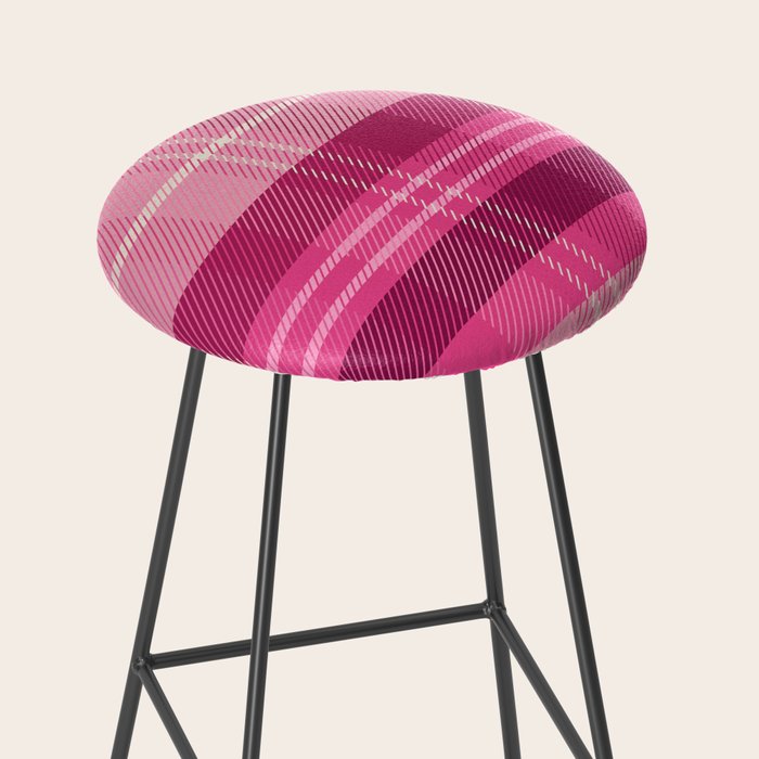 Tartan Plaid - Peppermint Pink Stool Gallery Image 2