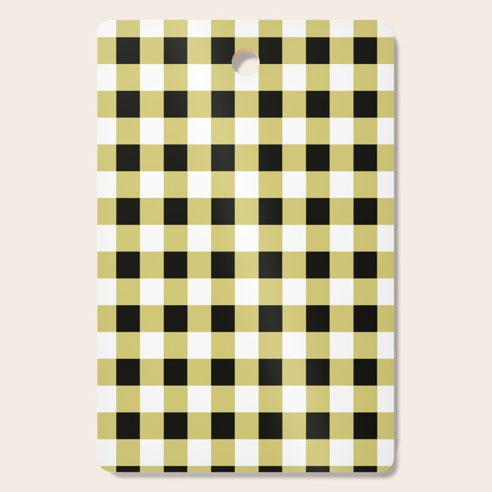 Gingham Large Yellow Black White Cutting Board Gallery Image 1