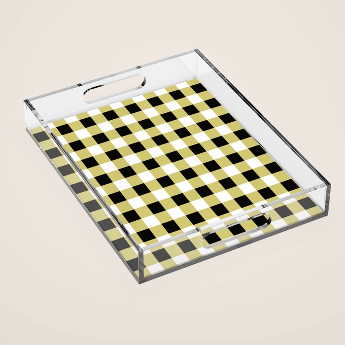 Gingham Large Yellow Black White Acrylic Tray Gallery Image 1