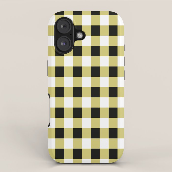 Gingham Large Yellow Black White iPhone Case Gallery Image 1
