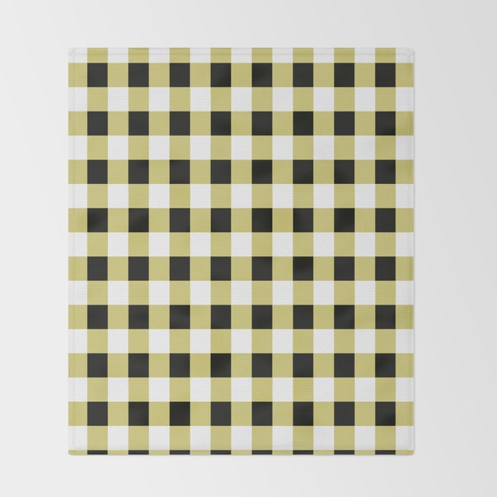Gingham Large Yellow Black White Throw Blanket Gallery Image 2