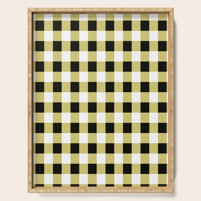 Gingham Large Yellow Black White Serving Tray Gallery Image 1