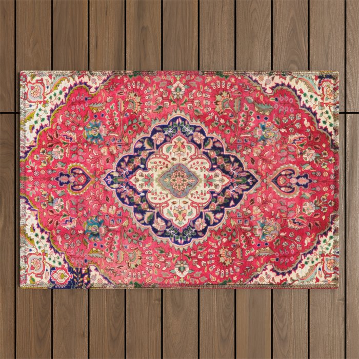 Tabriz Antique Persian Rug Print Outdoor Rug Gallery Image 1