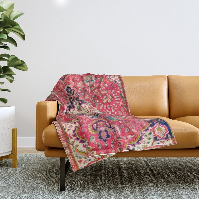 Tabriz Antique Persian Rug Print Throw Blanket Gallery Image 1