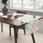 Festive, Abstract, Floral Prints, Coral, Green, Yellow Table Runner Gallery Image 2