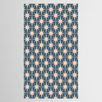 Mid Century Modern Atomic Stars Pattern in Steel Teal Blue and Pale Blush Pink Tablecloth Gallery Image 2