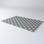 Mid Century Modern Atomic Stars Pattern in Steel Teal Blue and Pale Blush Pink Rug Gallery Image 3