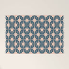 Mid Century Modern Atomic Stars Pattern in Steel Teal Blue and Pale Blush Pink Welcome Mat Gallery Image 1