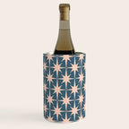 Mid Century Modern Atomic Stars Pattern in Steel Teal Blue and Pale Blush Pink Wine Chiller Gallery Image 3
