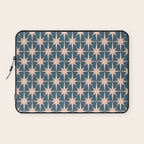 Mid Century Modern Atomic Stars Pattern in Steel Teal Blue and Pale Blush Pink Laptop Sleeve Gallery Image 1