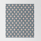 Mid Century Modern Atomic Stars Pattern in Steel Teal Blue and Pale Blush Pink Throw Blanket Gallery Image 2
