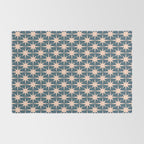 Mid Century Modern Atomic Stars Pattern in Steel Teal Blue and Pale Blush Pink Rug Gallery Image 2