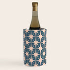 Mid Century Modern Atomic Stars Pattern in Steel Teal Blue and Pale Blush Pink Wine Chiller Gallery Image 2