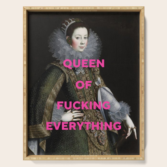 Queen of Fucking Everything - Feminist Serving Tray Gallery Image 1