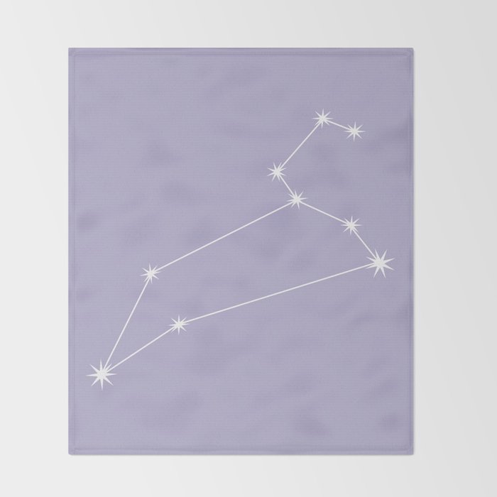 Leo Zodiac Star Constellation Line Art Pastel Lavender Throw Blanket Gallery Image 2
