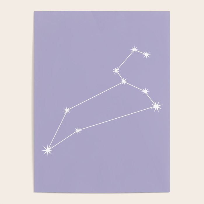 Leo Zodiac Star Constellation Line Art Pastel Lavender Poster Gallery Image 4