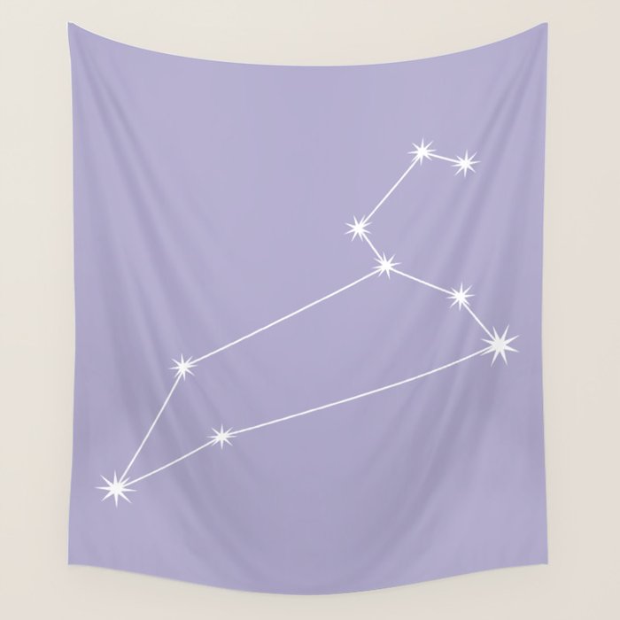 Leo Zodiac Star Constellation Line Art Pastel Lavender Wall Tapestry Gallery Image 4