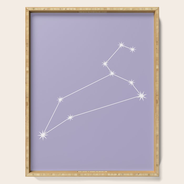 Leo Zodiac Star Constellation Line Art Pastel Lavender Serving Tray Gallery Image 1
