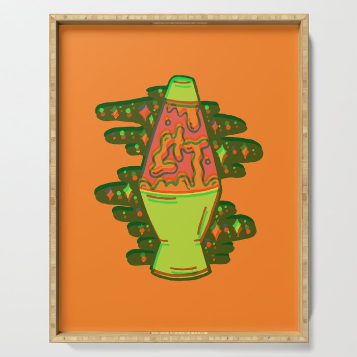 Lit lava lamp in orange in 3D Serving Tray Gallery Image 1