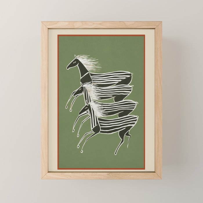 Horses in Stripes Mini Art Print Gallery Image 1