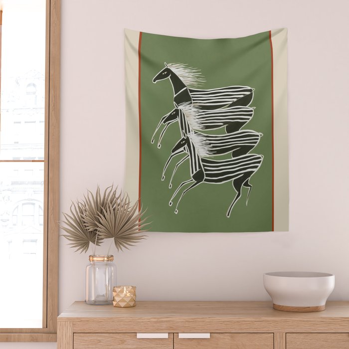 Horses in Stripes Wall Tapestry Gallery Image 2