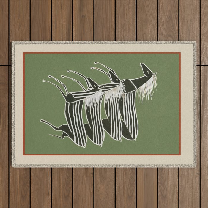 Horses in Stripes Outdoor Rug Gallery Image 1