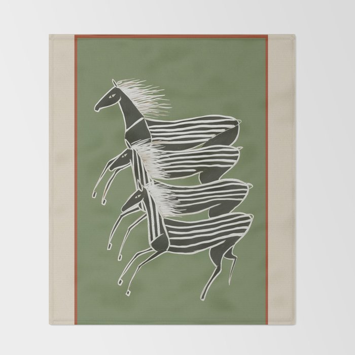Horses in Stripes Throw Blanket Gallery Image 2