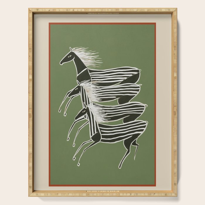 Horses in Stripes Serving Tray Gallery Image 1