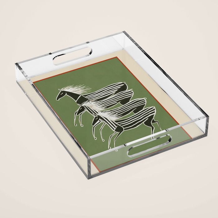 Horses in Stripes Acrylic Tray Gallery Image 1