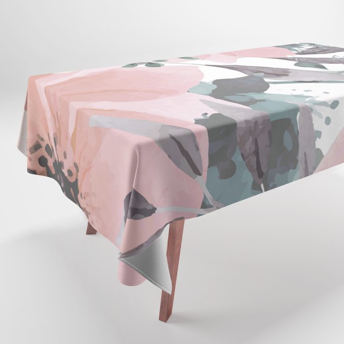 Watercolor, Blush Pink and Peach, Floral Prints Tablecloth Gallery Image 1