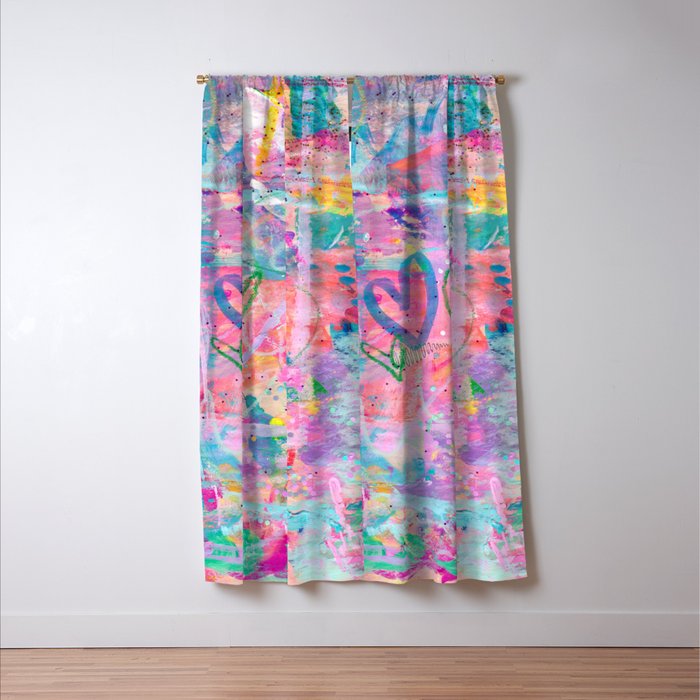 Girly Graffiti with Hearts and Doodles Window Curtain Gallery Image 3