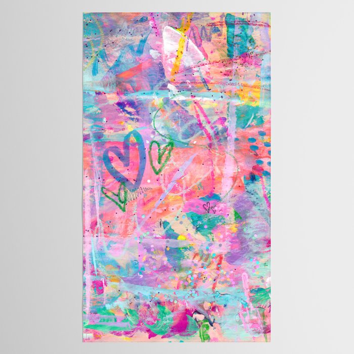 Girly Graffiti with Hearts and Doodles Tablecloth Gallery Image 2