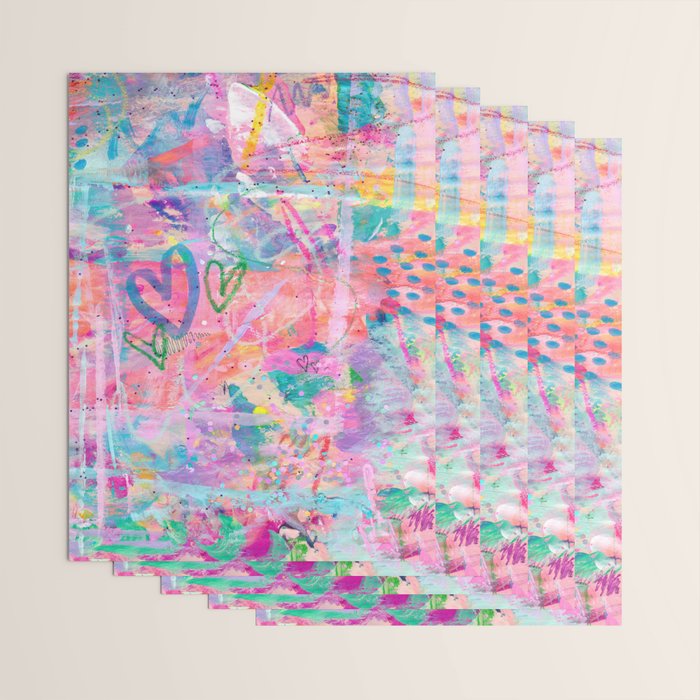 Girly Graffiti with Hearts and Doodles Wrapping Paper Gallery Image 3
