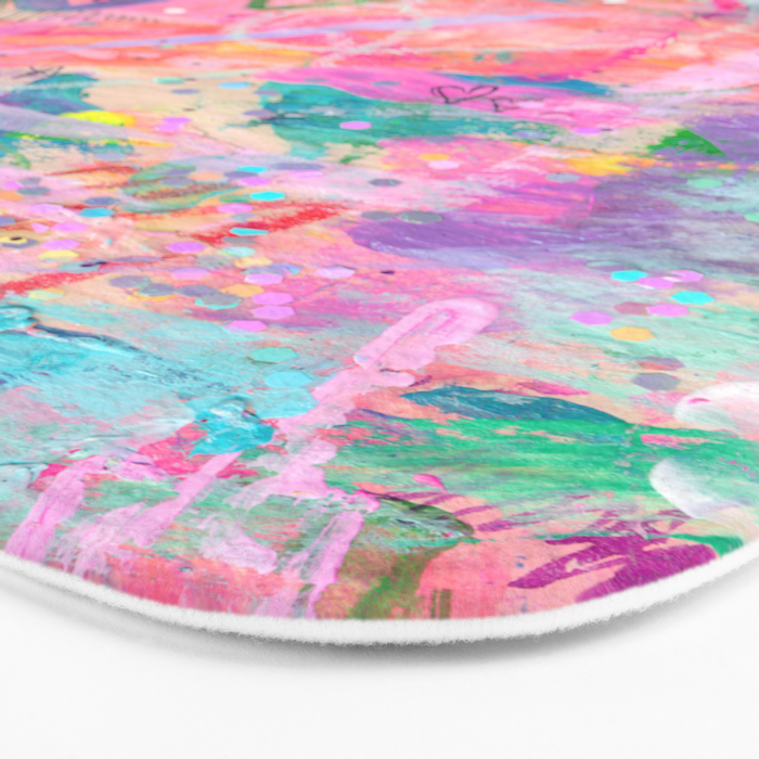 Girly Graffiti with Hearts and Doodles Bath Mat Gallery Image 3