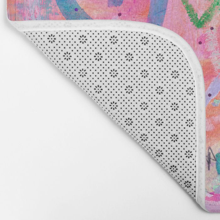 Girly Graffiti with Hearts and Doodles Bath Mat Gallery Image 2