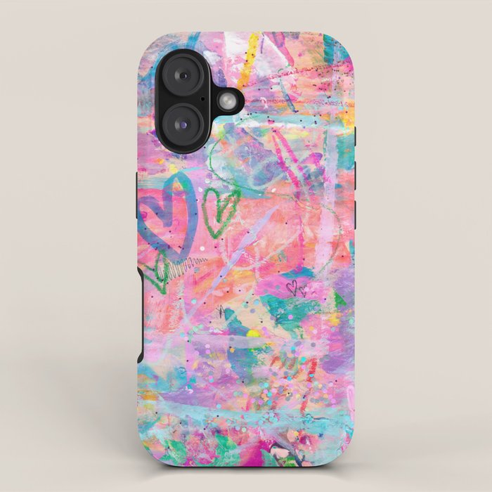 Girly Graffiti with Hearts and Doodles iPhone Case