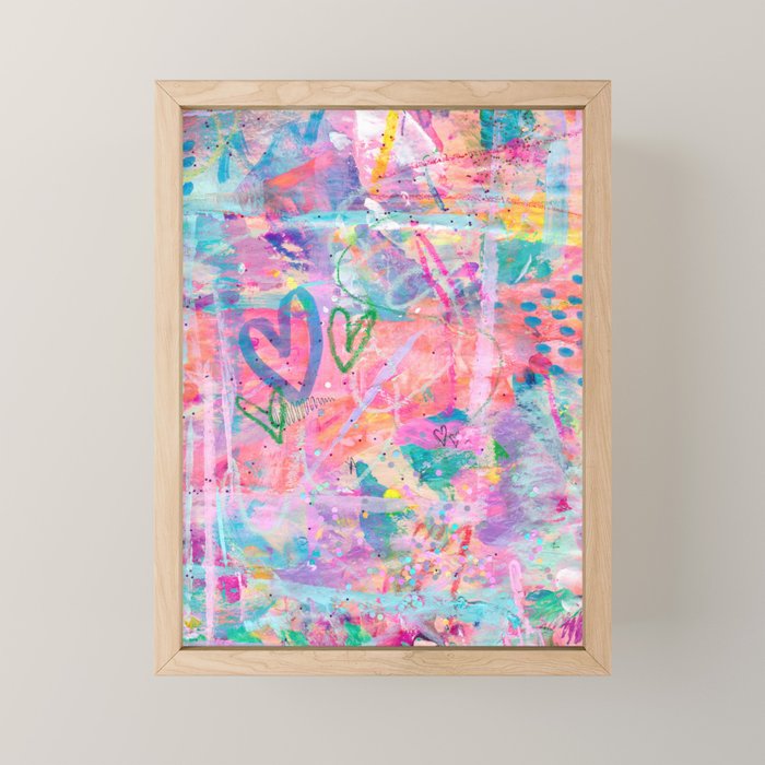 Girly Graffiti with Hearts and Doodles Mini Art Print Gallery Image 1