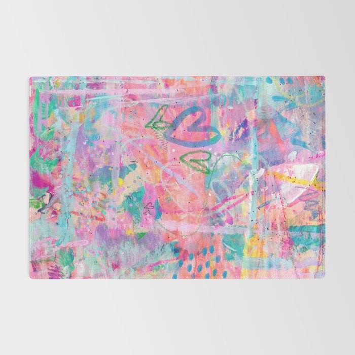 Girly Graffiti with Hearts and Doodles Rug Gallery Image 2