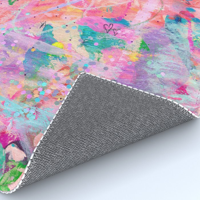 Girly Graffiti with Hearts and Doodles Rug Gallery Image 4