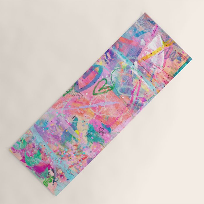 Girly Graffiti with Hearts and Doodles Yoga Mat Gallery Image 1
