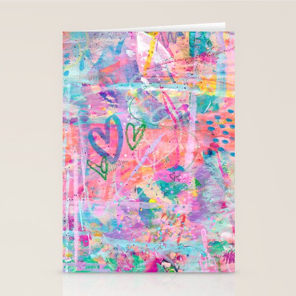 Girly Graffiti with Hearts and Doodles Stationery Card Gallery Image 1