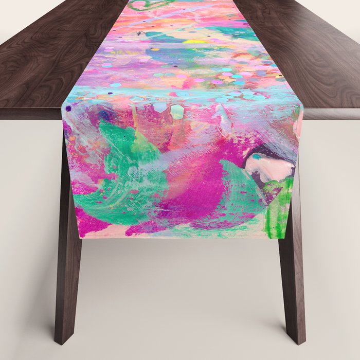 Girly Graffiti with Hearts and Doodles Table Runner Gallery Image 1