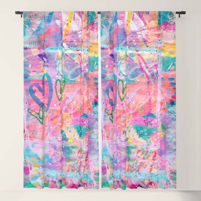 Girly Graffiti with Hearts and Doodles Window Curtain Gallery Image 1
