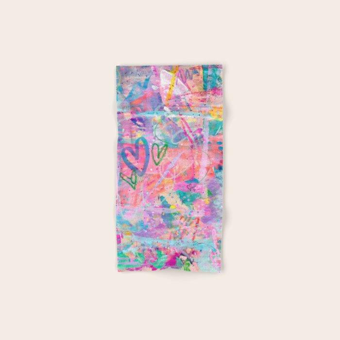 Girly Graffiti with Hearts and Doodles Bath Towel Gallery Image 1