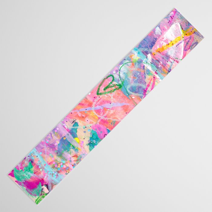 Girly Graffiti with Hearts and Doodles Table Runner Gallery Image 3