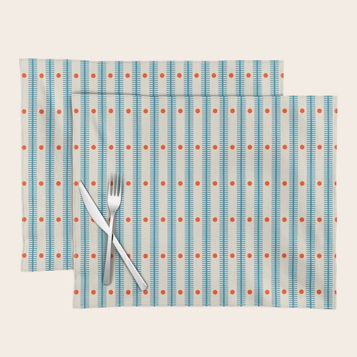 Stripes With Lines and Dots pattern blue and red  Placemat Gallery Image 1