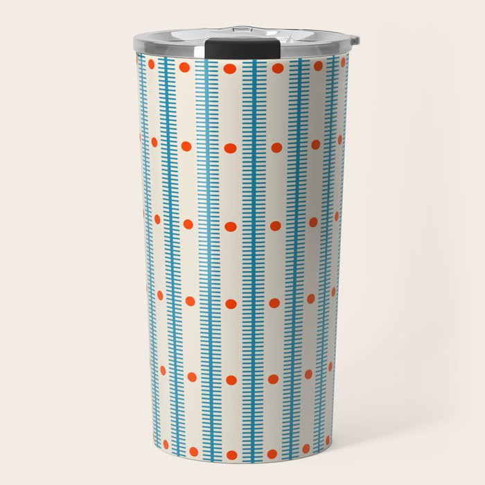 Stripes With Lines and Dots pattern blue and red  Travel Mug Gallery Image 1
