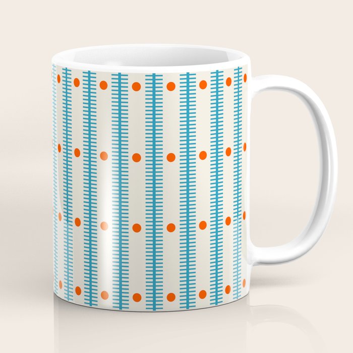 Stripes With Lines and Dots pattern blue and red  Coffee Mug Gallery Image 1